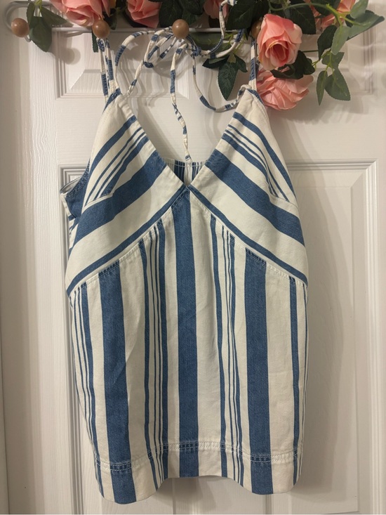 Universal Thread Tops - Universal Thread Blue and White Striped Halter Top